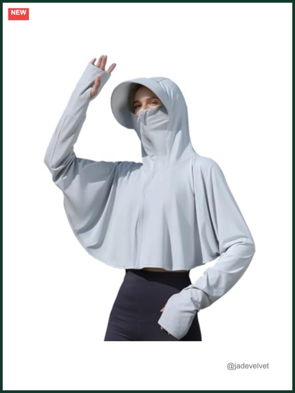 UPF 50+ Sun Hoodie with Mask Brim Thumbhole Long Sleeve UV Protection